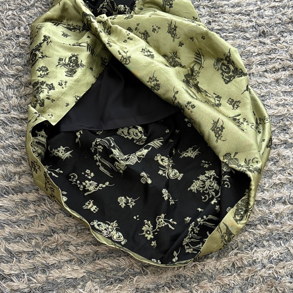 Rimless Black and Olive Floral Designer Dress, Size S - Picture 6 of 8